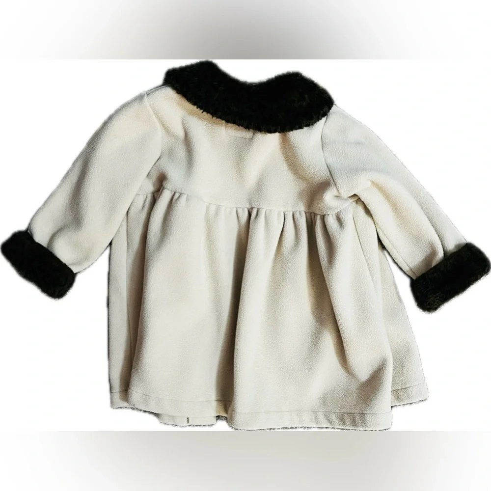 Pete’s Partner Pea Coat, Cream/Tan with Animal Print Collar and Buttons, SZ: 2T